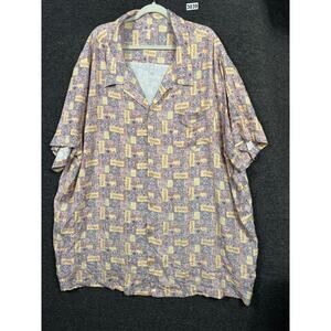 KS Island Tropical Shirt Mens 4XL Big Multicolor Button Hawaiian Camp Geometric